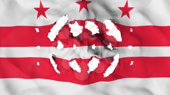 Washington DC state flag with a small holes, white background, 3d rendering
