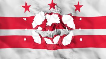 Holes in Washington DC state flag, white background, 3d rendering