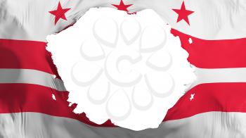 Broken Washington DC state flag, white background, 3d rendering