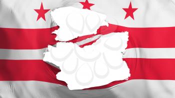 Tattered Washington DC state flag, white background, 3d rendering