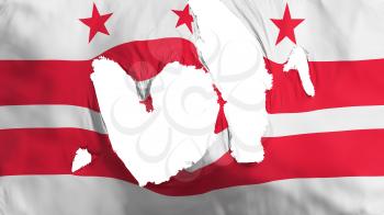 Ragged Washington DC state flag, white background, 3d rendering