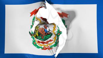 Damaged West Virginia state flag, white background, 3d rendering
