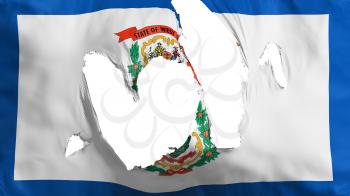 Ragged West Virginia state flag, white background, 3d rendering