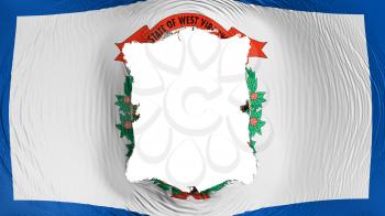Square hole in the West Virginia state flag, white background, 3d rendering