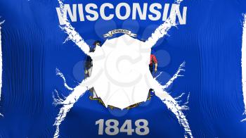Wisconsin state flag with a hole, white background, 3d rendering
