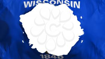 Broken Wisconsin state flag, white background, 3d rendering