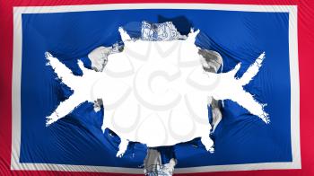 Wyoming state flag with a big hole, white background, 3d rendering