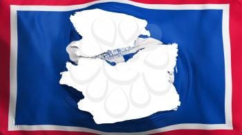 Tattered Wyoming state flag, white background, 3d rendering