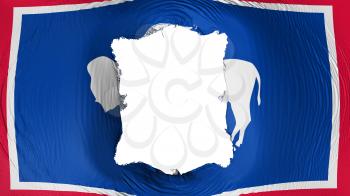 Square hole in the Wyoming state flag, white background, 3d rendering