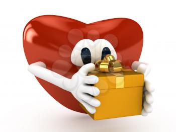 Royalty Free Clipart Image of a Heart Holding a Present