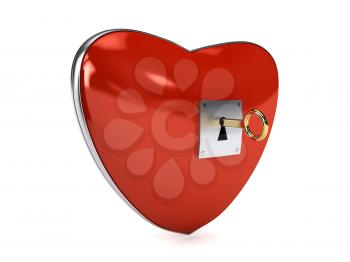 Royalty Free Clipart Image of a Key in a Heart