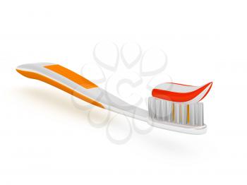Royalty Free Clipart Image of Toothpaste on a Toothbrush