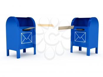Royalty Free Clipart Image of Two Mailboxes