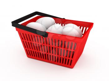 Royalty Free Clipart Image of a Shopping Basket of Eggs