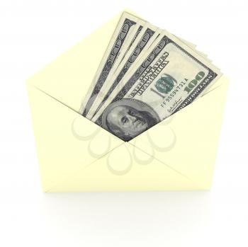 Royalty Free Clipart Image of Money in an Envelope