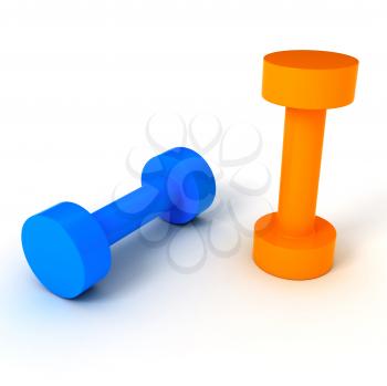 Royalty Free Clipart Image of Two Dumbbells