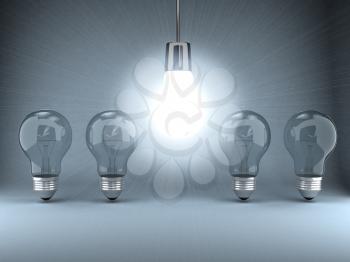 Royalty Free Clipart Image of Light Bulbs