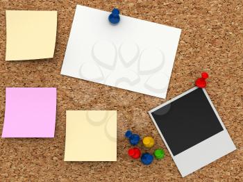Royalty Free Clipart Image of a Corkboard With Notes