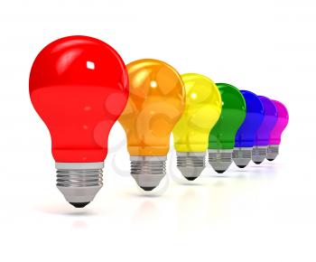 Royalty Free Clipart Image of Colourful Light Bulbs