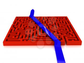 Royalty Free Clipart Image of a Labyrinth With an Arrow