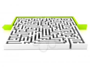Royalty Free Clipart Image of a Labyrinth With an Arrow
