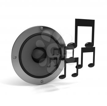 Royalty Free Clipart Image of a Speaker and Music Notes