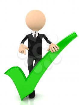 Royalty Free Clipart Image of a Businessman With a Checkmark