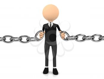 Royalty Free Clipart Image of a Businessman Holding Chains