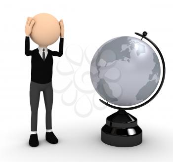 Royalty Free Clipart Image of a Businessman With a Globe