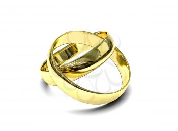 Royalty Free Clipart Image of Two Gold Rings