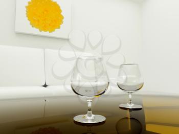 Royalty Free Clipart Image of Two Glasses on a Table