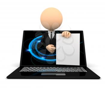Royalty Free Clipart Image of a Businessman in a Laptop