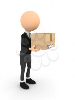 Royalty Free Clipart Image of a Person Holding a Box