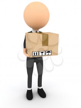 Royalty Free Clipart Image of a  Person Holding a Box
