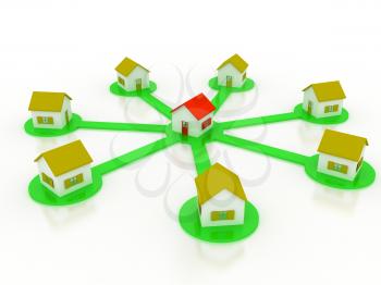 Royalty Free Clipart Image of a Group of Houses