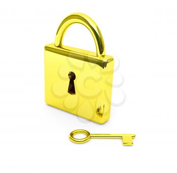 Royalty Free Clipart Image of a Lock and Key