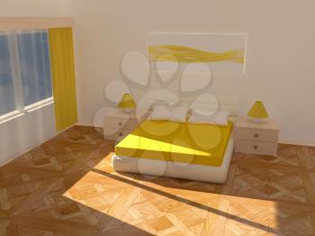 Royalty Free Clipart Image of a Bedroom