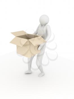 Royalty Free Clipart Image of a Person Holding a Box