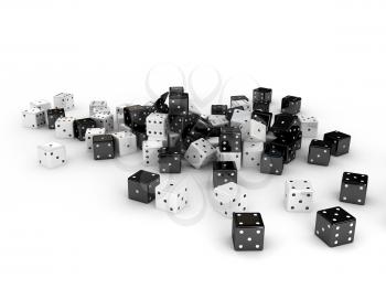 Royalty Free Clipart Image of a Bunch of Dice
