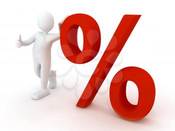 Royalty Free Clipart Image of a Person With a Percent Sign