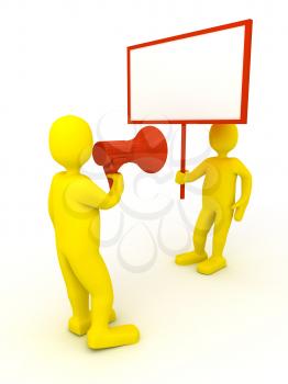 Royalty Free Clipart Image of a Person Holding a Poster