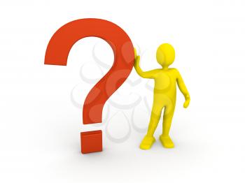 Royalty Free Clipart Image of a Person Beside a Question Mark