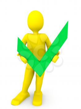 Royalty Free Clipart Image of a Person Beside a Checkmark