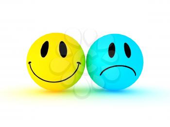 Royalty Free Clipart Image of Two Smiley Faces