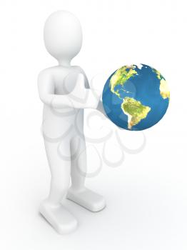 Royalty Free Clipart Image of a Person Holding a Globe