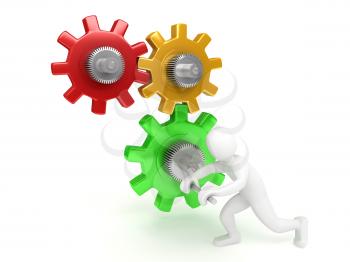 Royalty Free Clipart Image of a Person With Gears