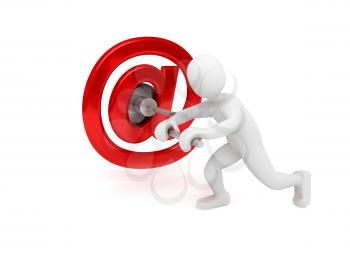 Royalty Free Clipart Image of a Person With an Email Symbol