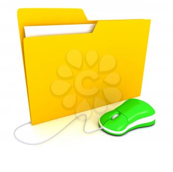 Royalty Free Clipart Image of a Folder and Computer Mouse