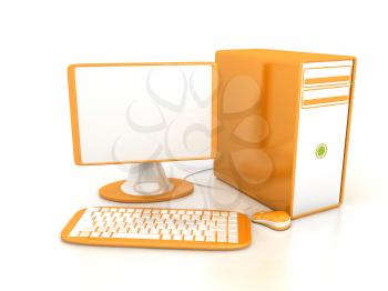 Royalty Free Clipart Image of a Computer and Keyboard