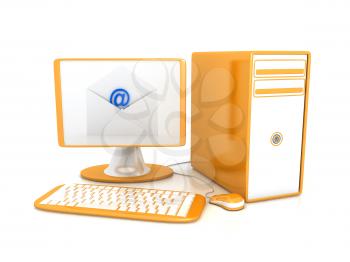 Royalty Free Clipart Image of a Computer and Keyboard